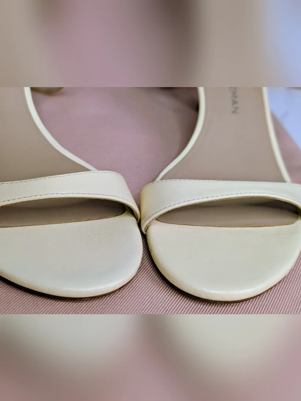Stuart Weitzman Nudist Wrap Sandal Heels 8 Lemon Chiffon Strappy Kitten Heel - Picture 3 of 11